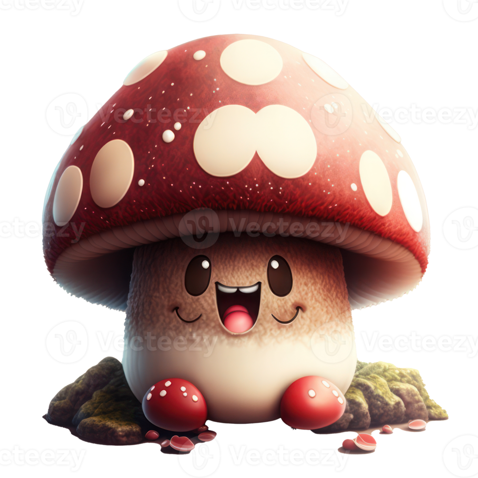 mignonne content champignon personnage . ai généré png