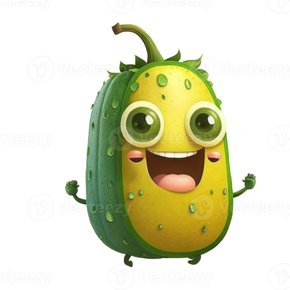 cute happy zucchini character . AI Generated png