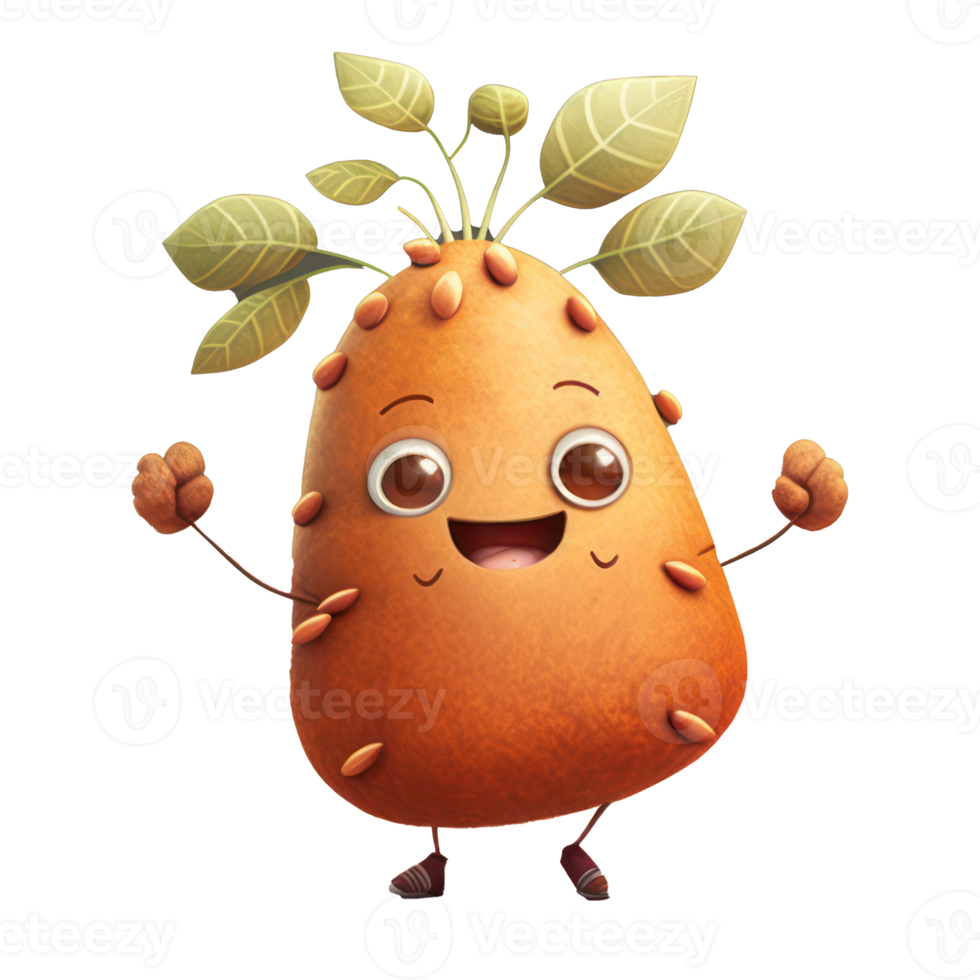 cute happy sweet potato character . AI Generated png