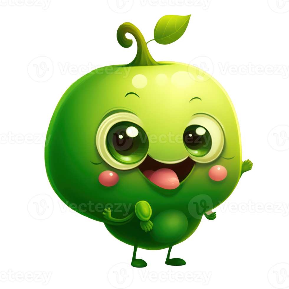 cute happy pea character . AI Generated png