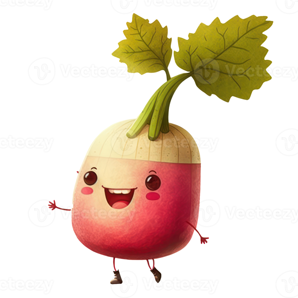 cute happy radish character . AI Generated png