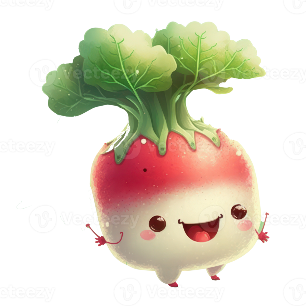 cute happy radish character . AI Generated png