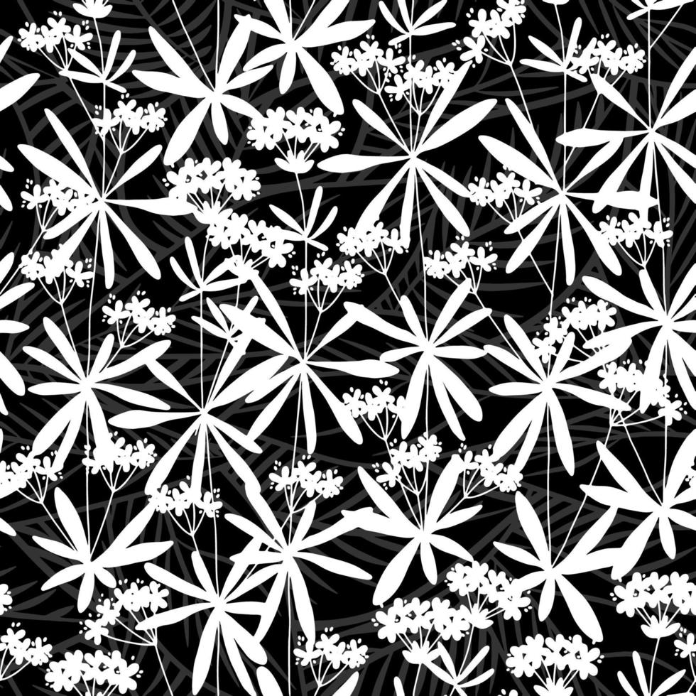 Floral background with abstract flowers Hand drawn vector illustration Silhouettes