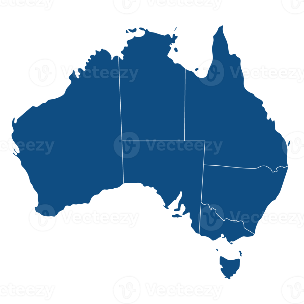 Australia map, blue color political map of Australia png