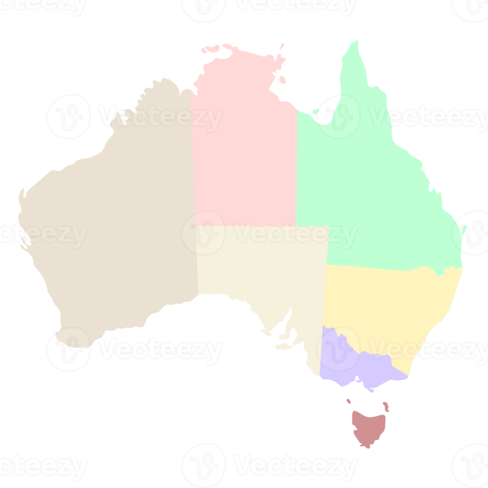 Australia map, Colorful region map png