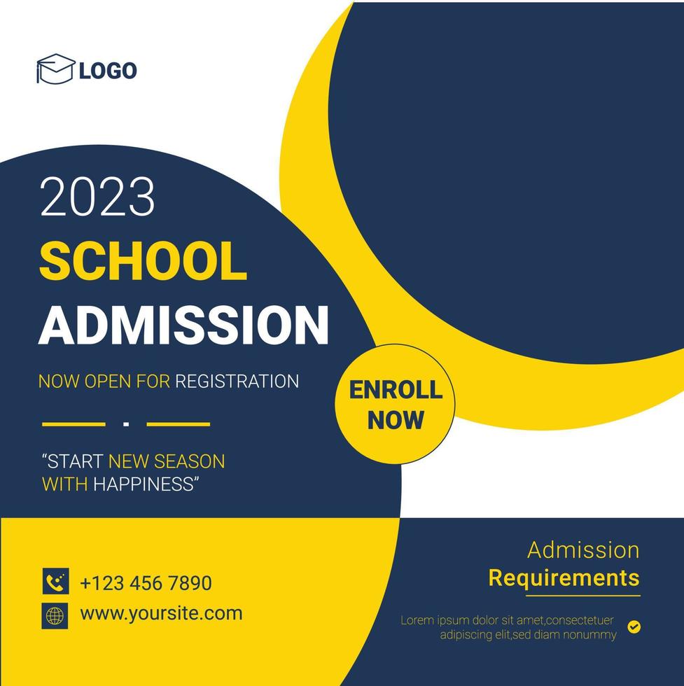 Social media design for a school admission vector