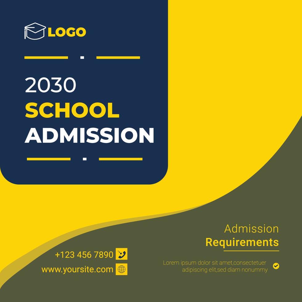 Social media design for a school admission vector template