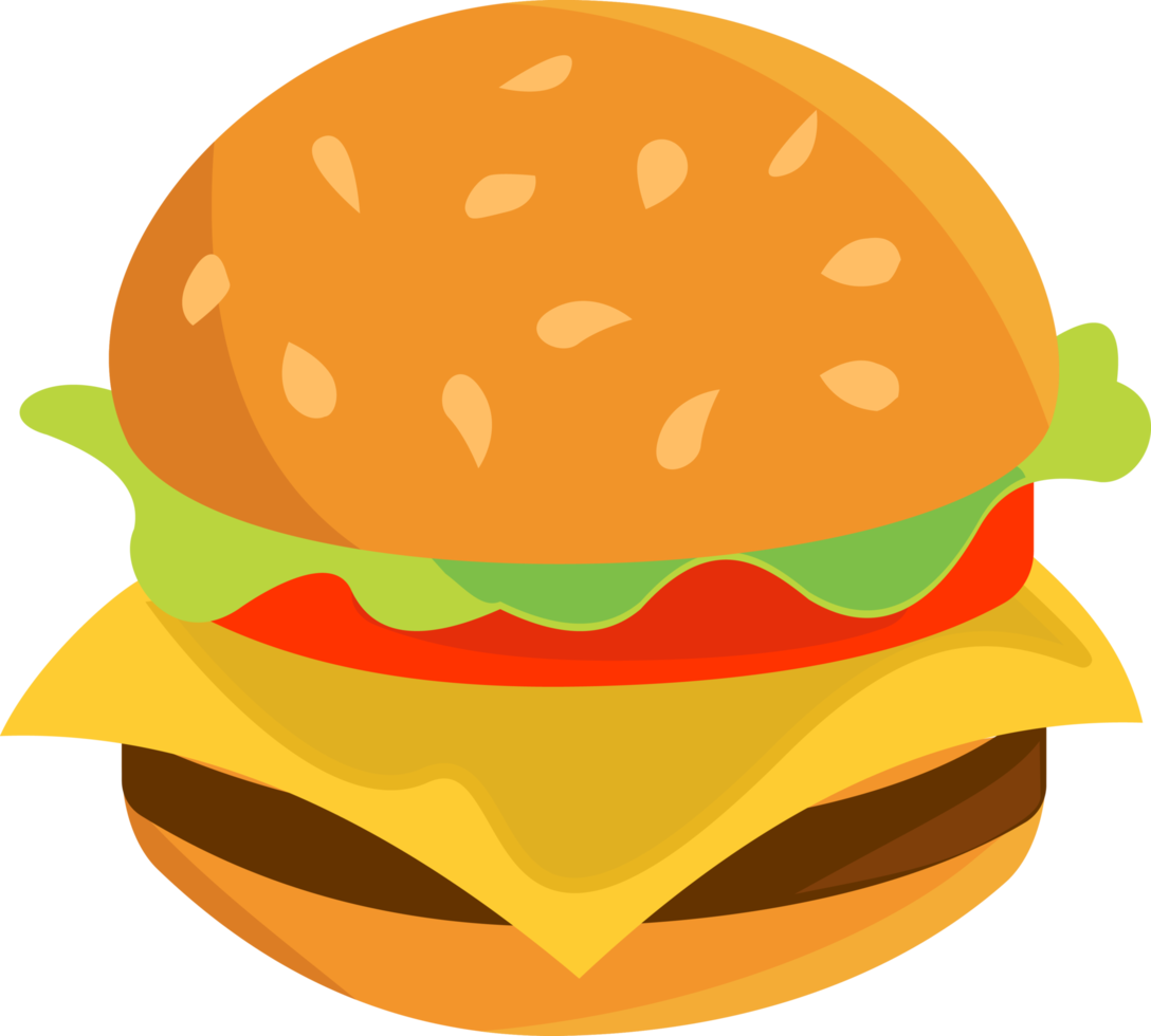 warm burger cartoon. flat design burger cartoon png