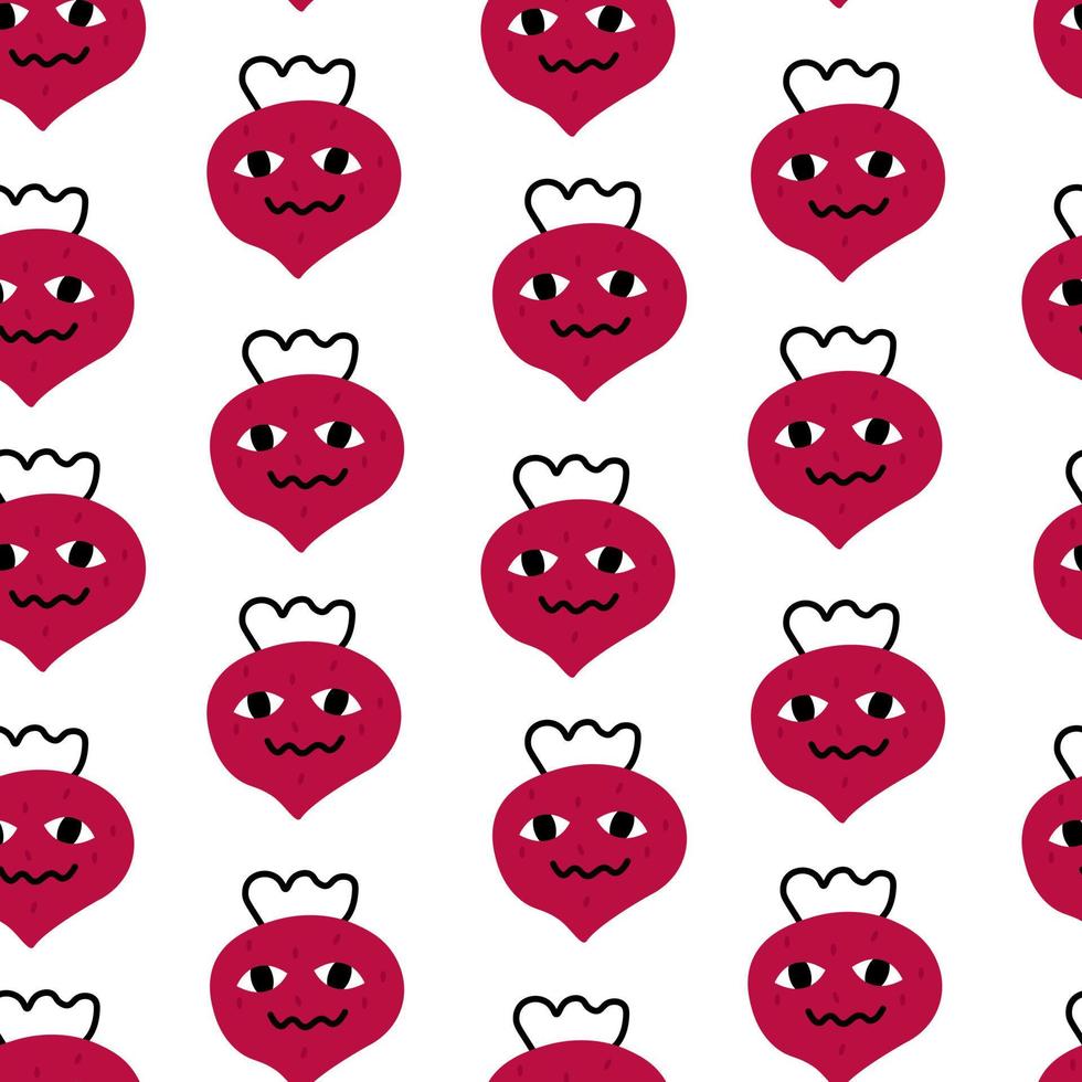 Beet root viva magenta style color seamless pattern scandinavian doodle. vector