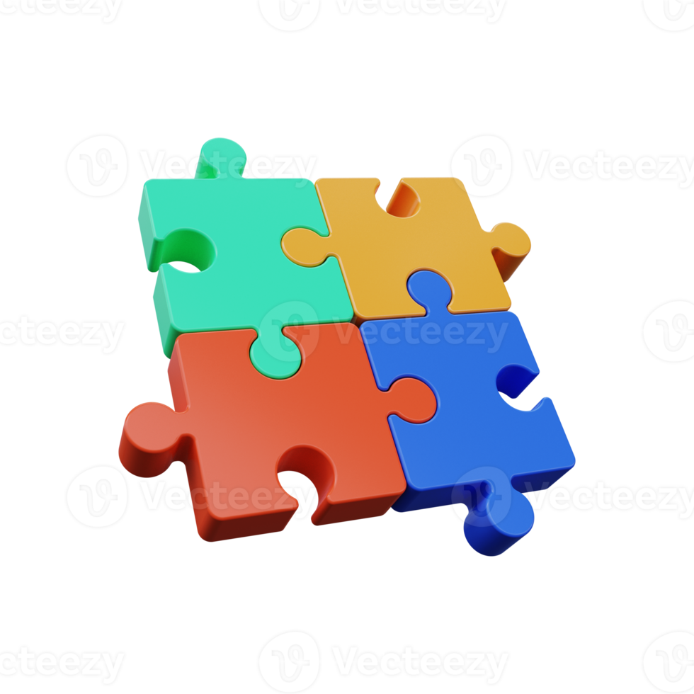 bedrijf concept. Verbinden 3d puzzel elementen. symbool van teamwerk, medewerking, vennootschap. team metafoor. png