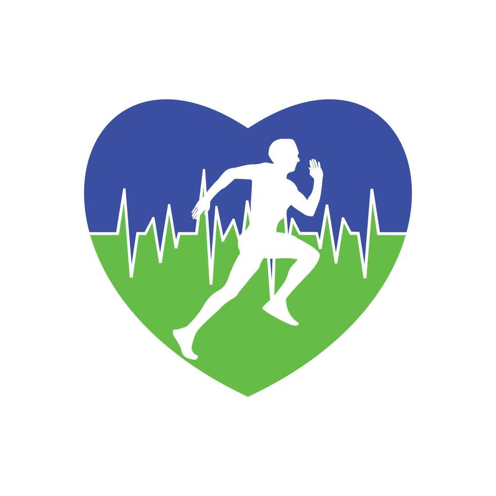 Running man in a heart shape. Vector illustration of a healthy lifestyle
