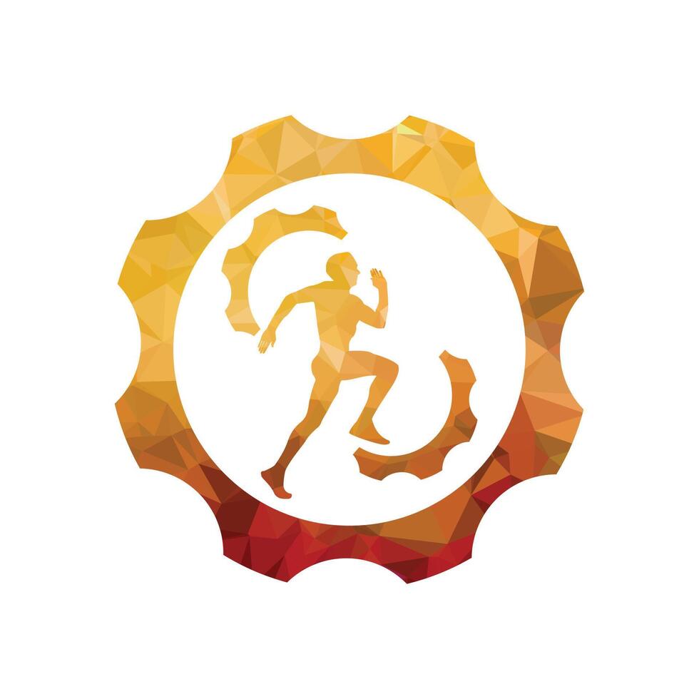 Gear Illustration of a runner icon in a colored gradient design template. vector