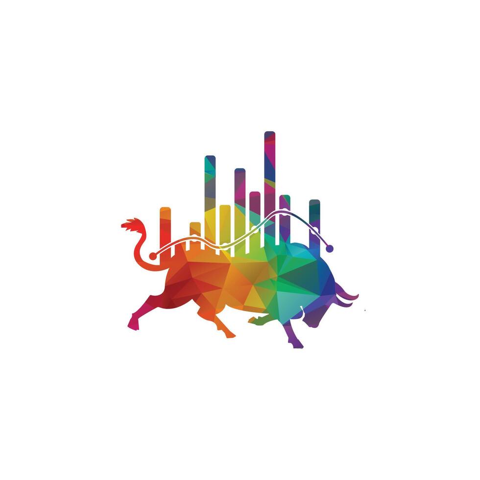 Bull market chart vector logo design. Bull and bear business logo design.