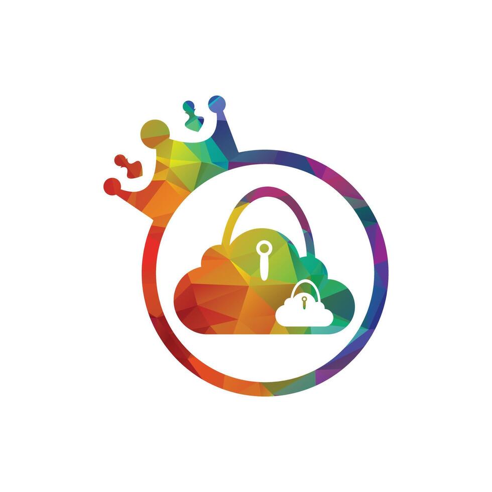 Secure cloud King icon. vector logo design. Cloud with key and lock icon.