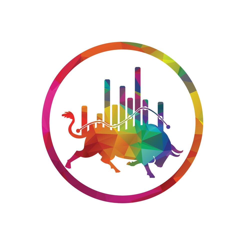 Bull market chart vector logo design. Bull and bear business logo design.