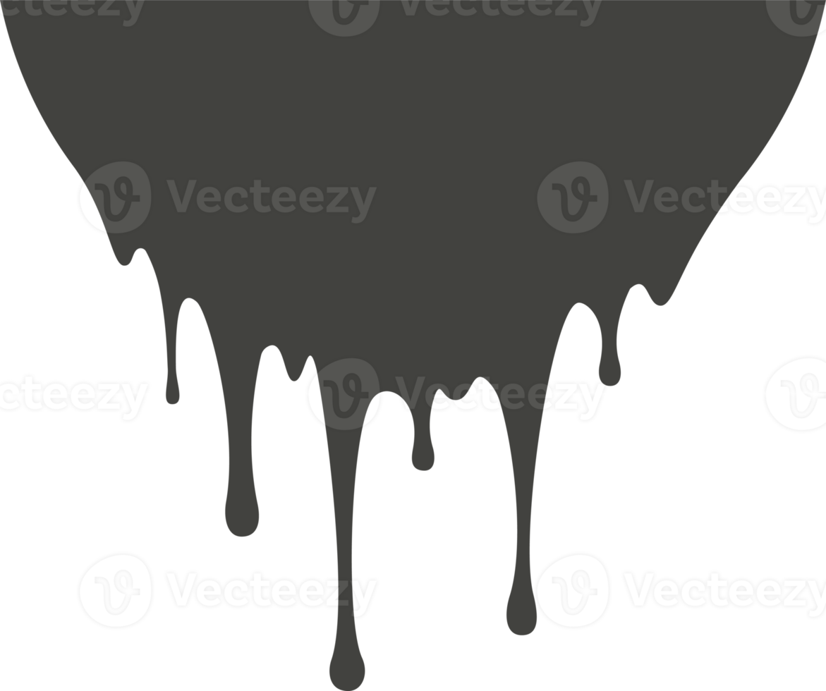 Melted drips and liquid paint drops. Current chocolate, ink, honey or syrup. Oil and cream blobs png