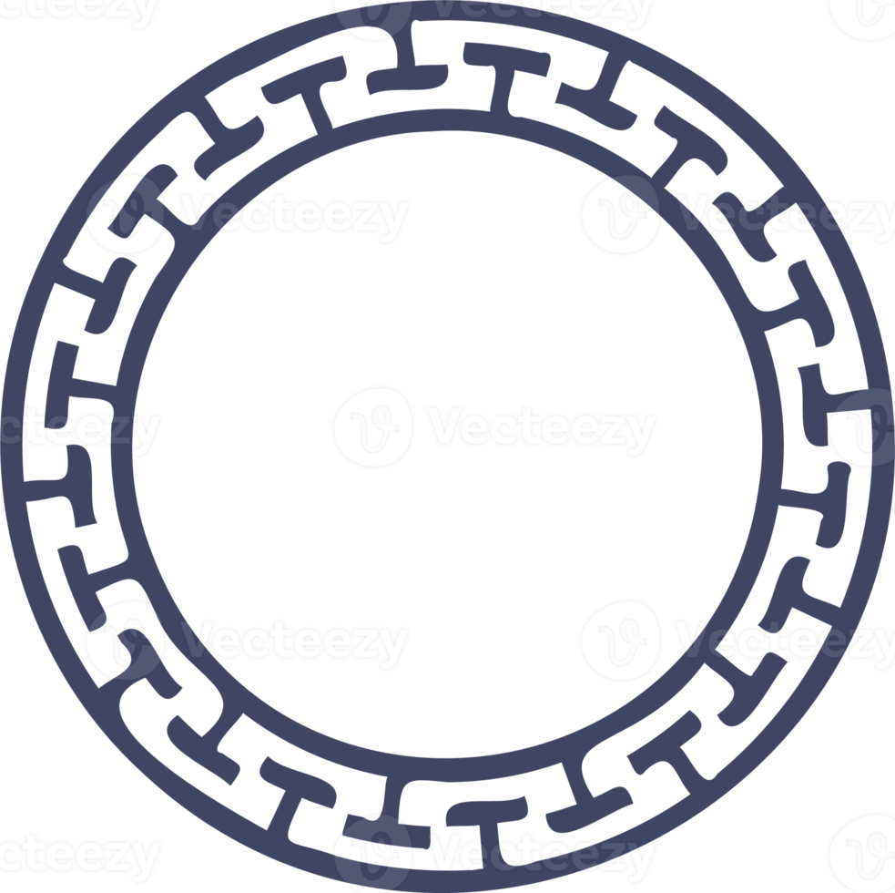 cirkel grekisk ram. runda slingra sig gräns. dekoration element mönster png