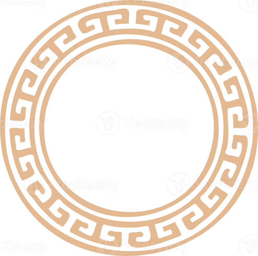 cirkel Grieks kader. ronde meander grens. decoratie elementen patroon png