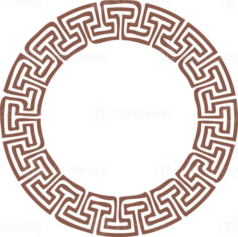 Circle Greek frame. Round meander border. Decoration elements pattern png