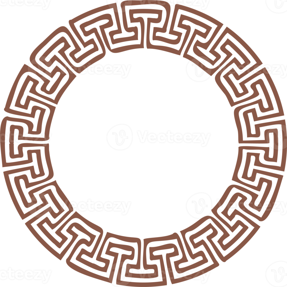 cercle grec Cadre. rond méandre frontière. décoration éléments modèle png