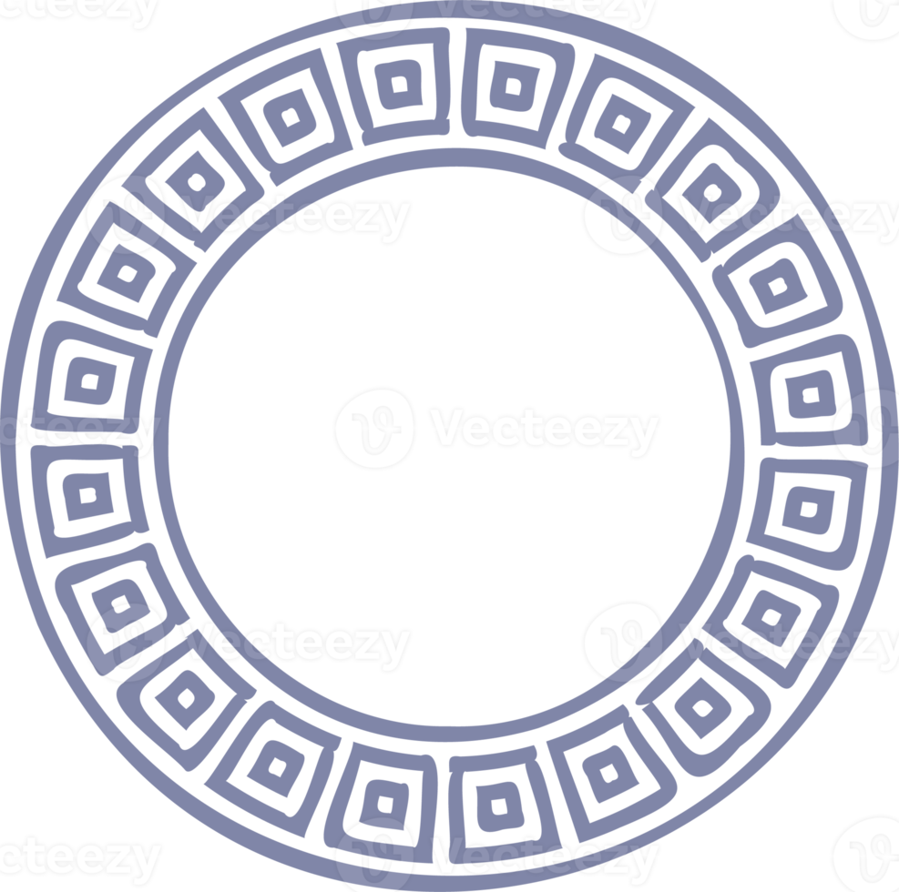 Circle Greek frame. Round meander border. Decoration elements pattern png