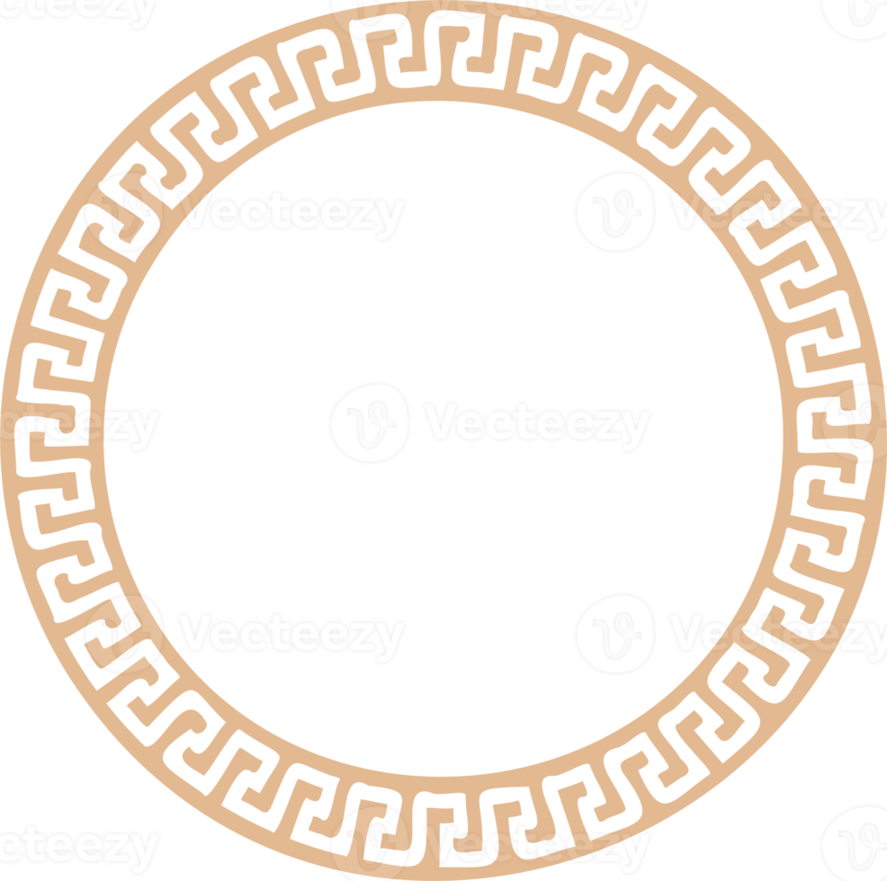 Circle Greek frame. Round meander border. Decoration elements pattern png