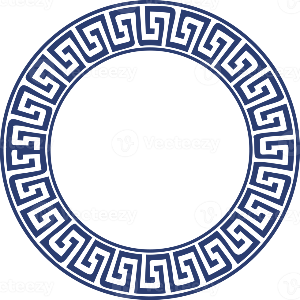 cirkel grekisk ram. runda slingra sig gräns. dekoration element mönster png