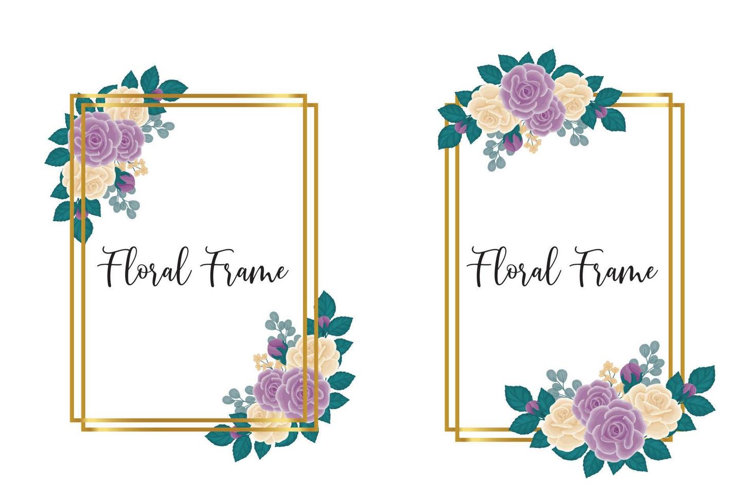 Floral Frame Rose Flower Design Template, Digital watercolor hand drawn vector