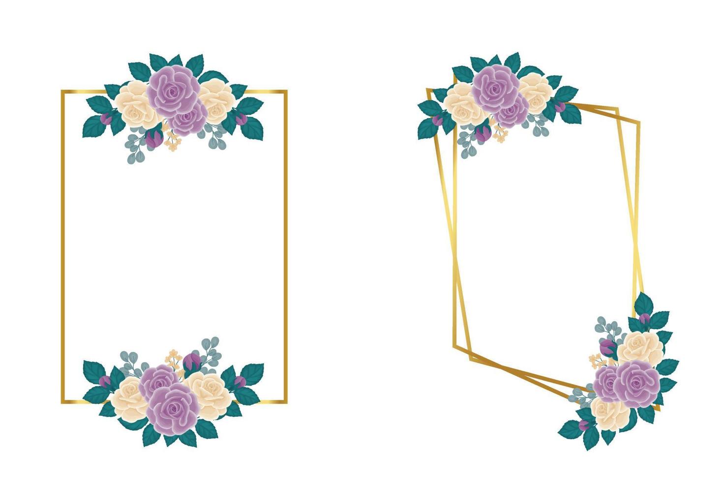 Floral Frame Rose Flower Design Template, Digital watercolor hand drawn vector