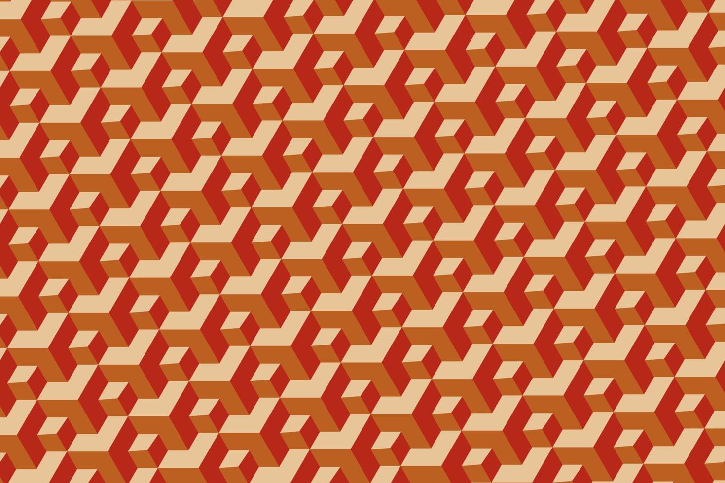 3d polygonal cube seamless pattern vector. Isometric orange blocks geometric background. vector