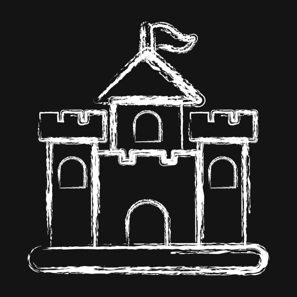 Icon castle. Building elements. Icons in chalk style. Good for prints, web, posters, logo, site plan, map, infographics, etc. vector