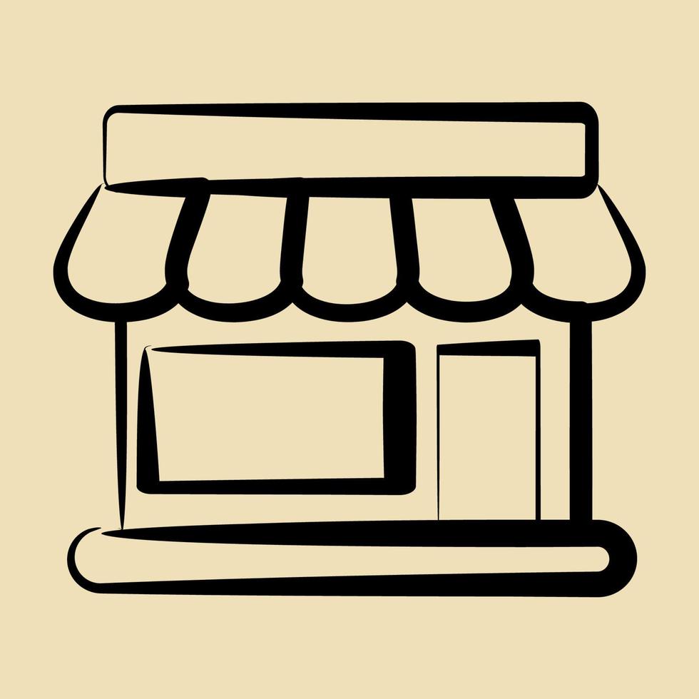 Icon shop. Building elements. Icons in hand drawn style. Good for prints, web, posters, logo, site plan, map, infographics, etc. vector