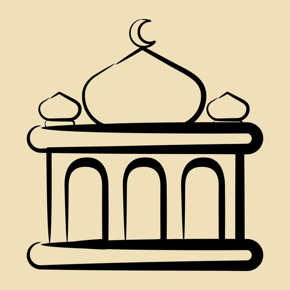 Icon mosque. Building elements. Icons in hand drawn style. Good for prints, web, posters, logo, site plan, map, infographics, etc. vector