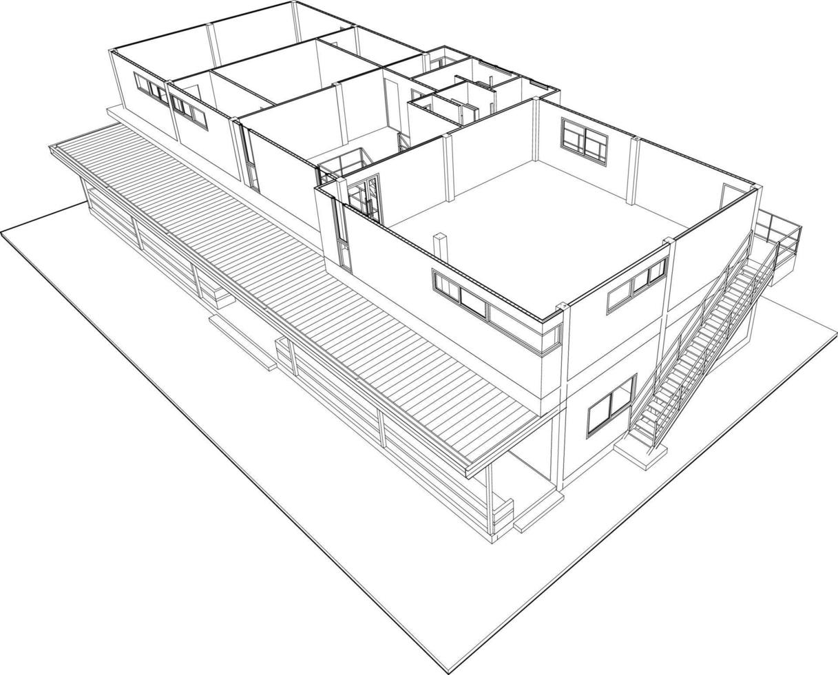 3D illustration of building project vector