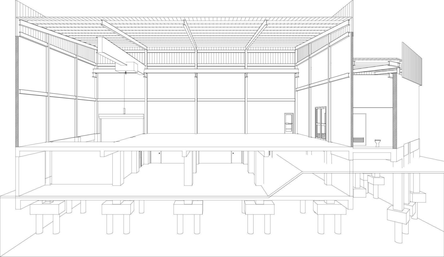 Ilustración 3D del proyecto de construcción vector