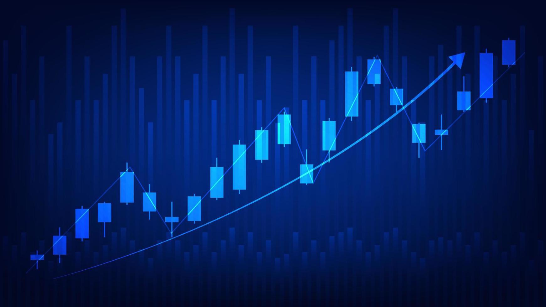 Financial business statistics with bar graph and candlestick chart show stock market price vector