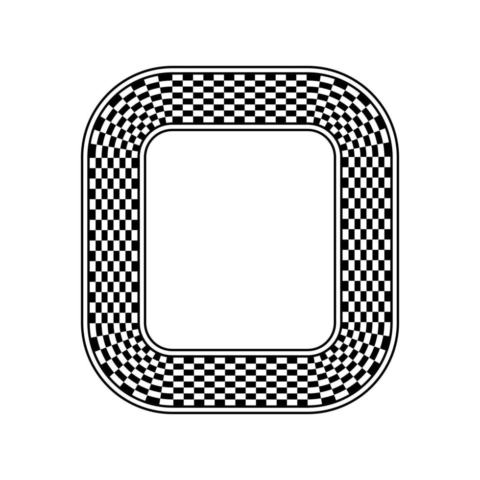 Black and white alternating squares checkered frame vector. Abstract chessboard square border. vector