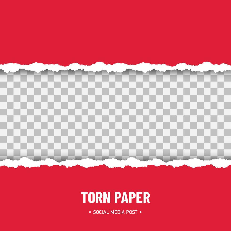 Red torn paper in middle with soft shadow vector