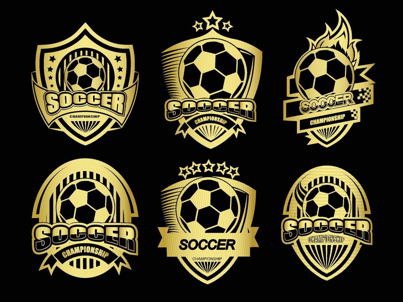 grupo de dorado fútbol logo o etiqueta conjunto vector