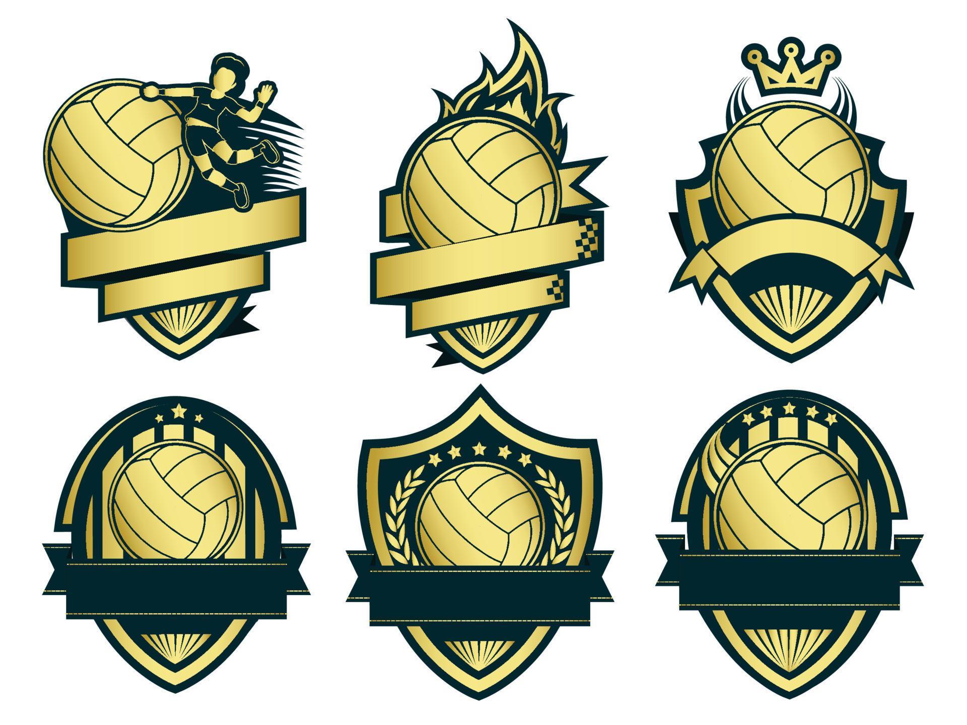 A Group Of Golden Volleyball Template Set 22936779 Vector Art At Vecteezy