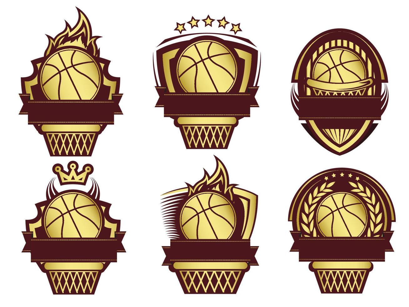 Illustration of golden basketball template set vector