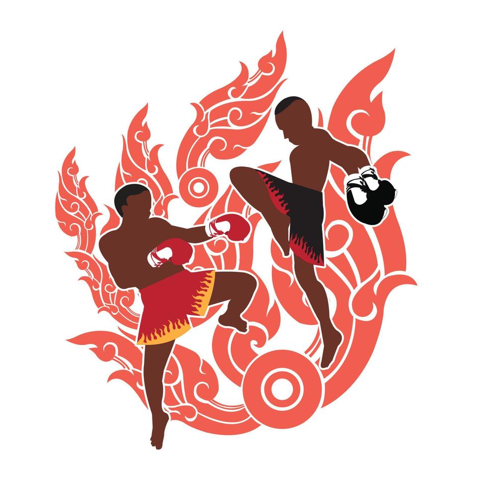 Winner Action of Thai boxing and thai art background vector