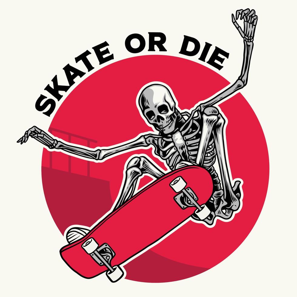 badge design with skull doing trick using skateboard vector