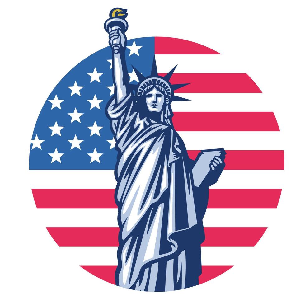 libertad estatua con unido estados bandera antecedentes vector