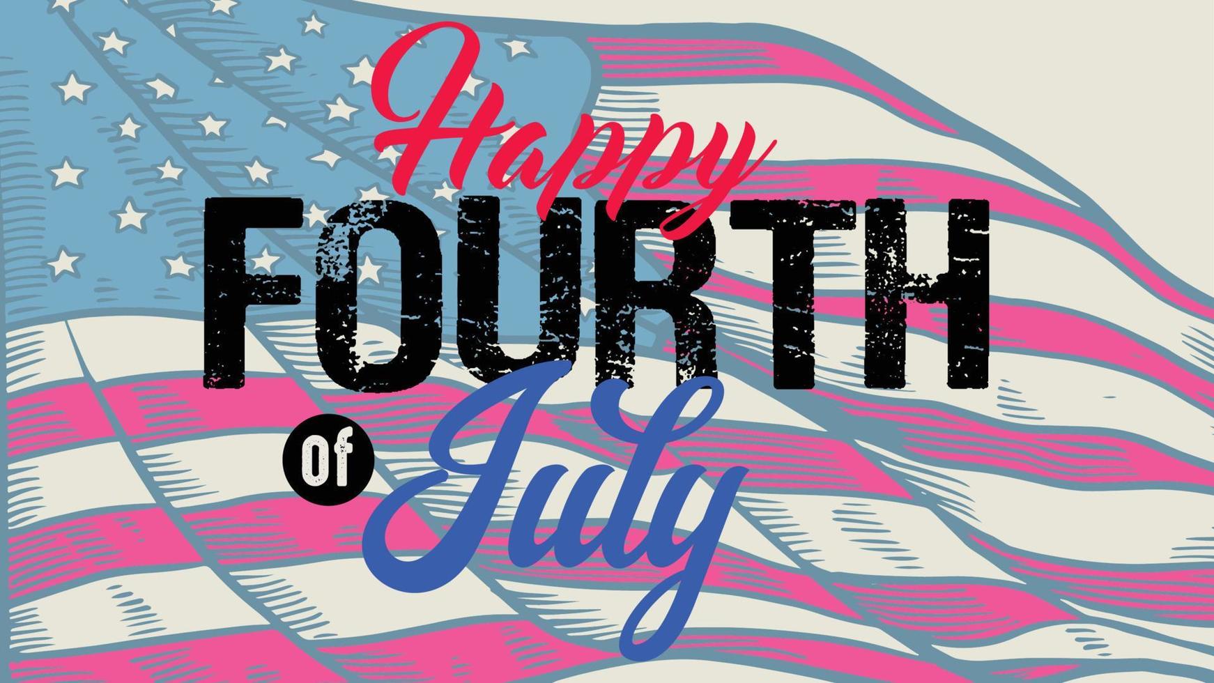 vintage lettering greeting happy fourth of July vector