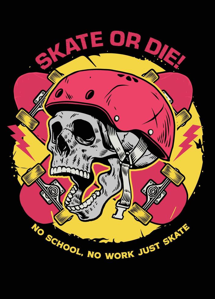 skull skater tshirt design vector