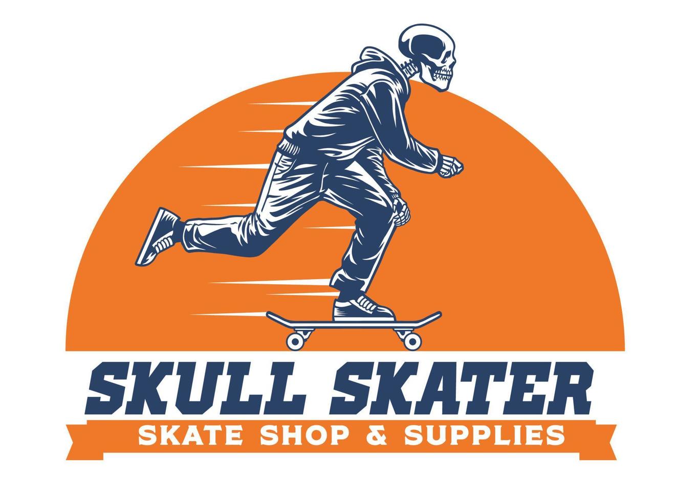 skull skateboard ride vector