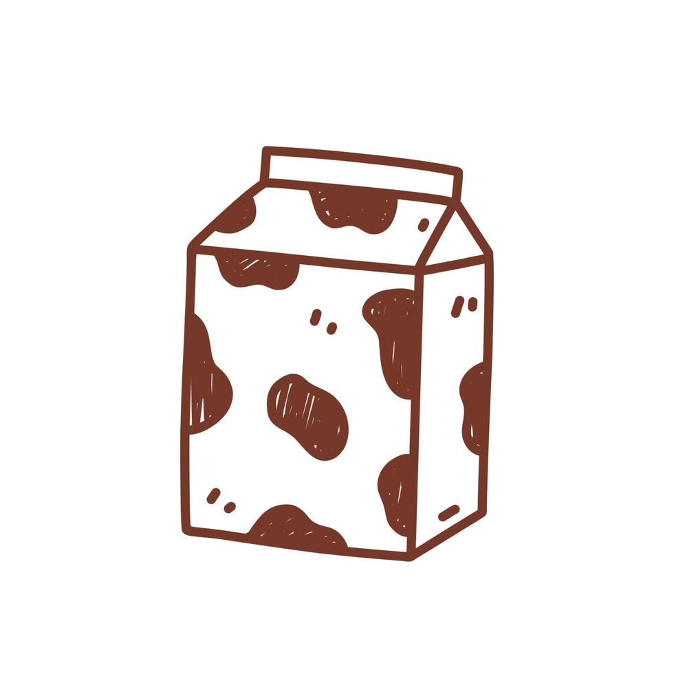 Carton package with milk isolated on white background. Vector hand-drawn illustration in doodle style. Perfect for decoration, logo, menu, recipes, various designs.