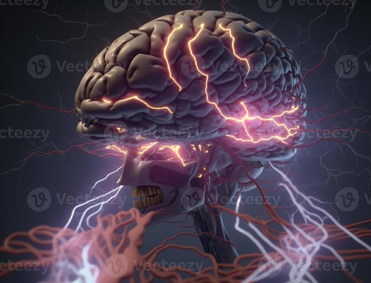 Human glowing brain tree with synapses, Probing the Depths Explore the Frontiers of Technology Extended Neural Network, self care and mental health positive thinking, creative mind, photo