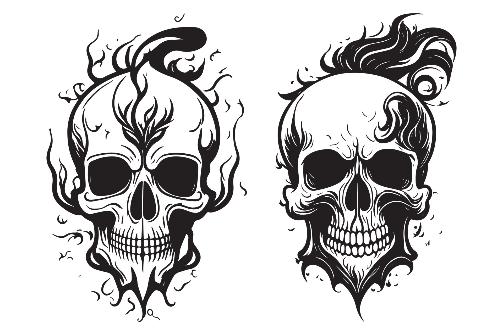 A knife through a skull. Simple skull face series. Monoline skull tattoo  design vector Yoga Mat by Dean Zangirolami - Pixels